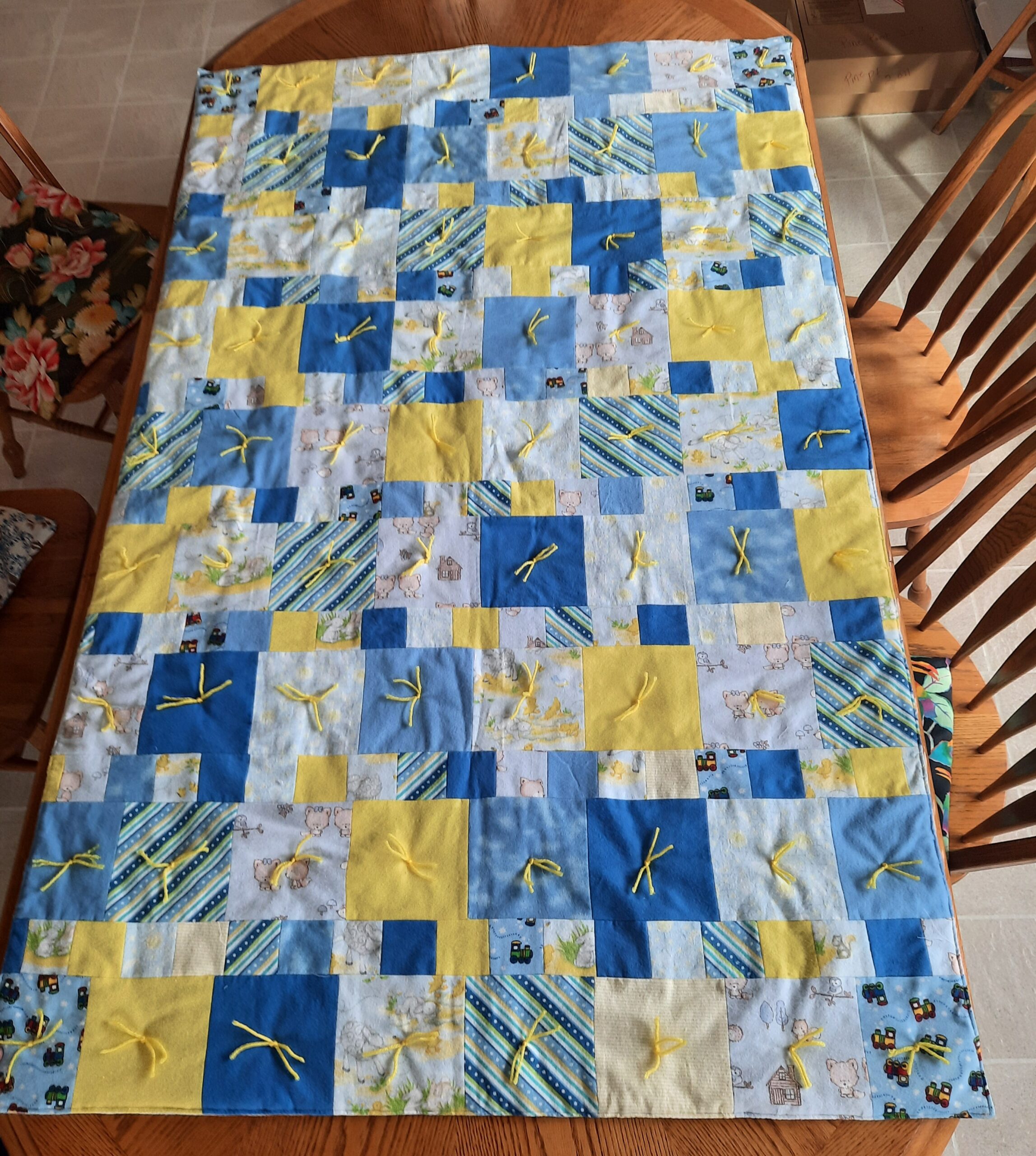 Lovely Yellow & Blue with Soft Flannel Back